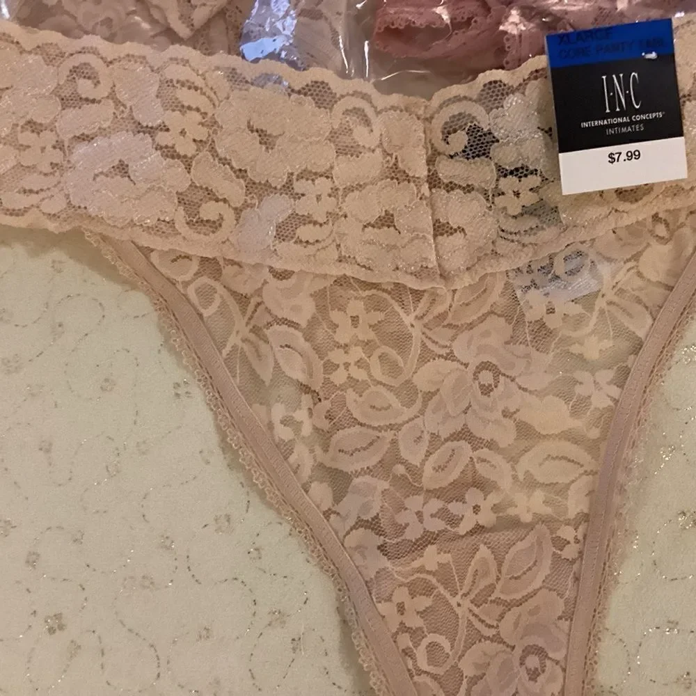 NWT. INC Intern’l Concepts, a Macy’s Brand Set of 3 Lacy Thong Panties Size XL